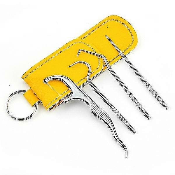 Yaju Portable Titanium Toothpicks Bag Set Reusable Metal Genuine Leather Holders For Outdoor Picnics Campingset Of 4