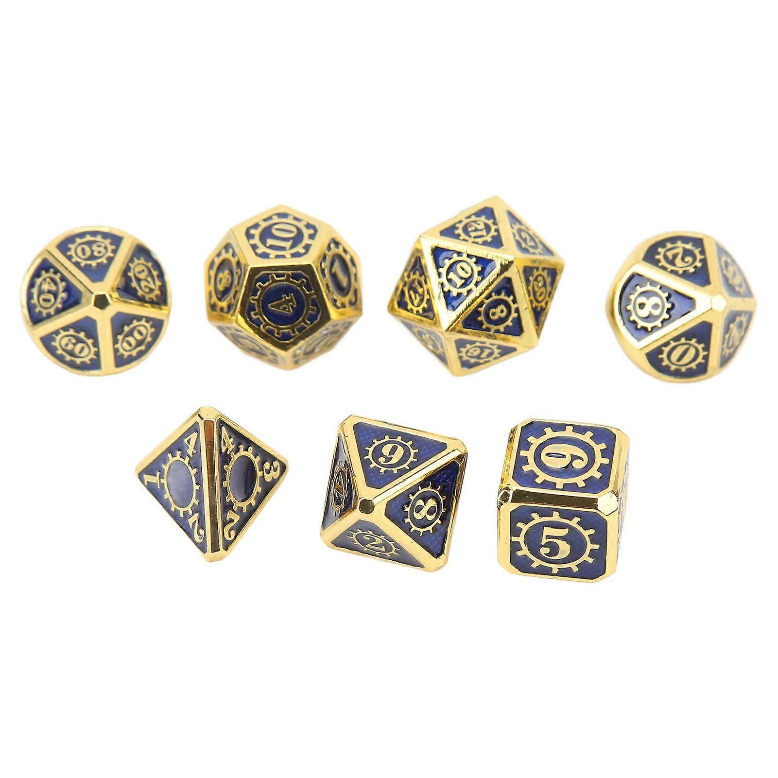 7pcs Polyhedral Dice Set Metal Exquisite Funny Role Playing Game Dice Props for Christmas Party Type 1