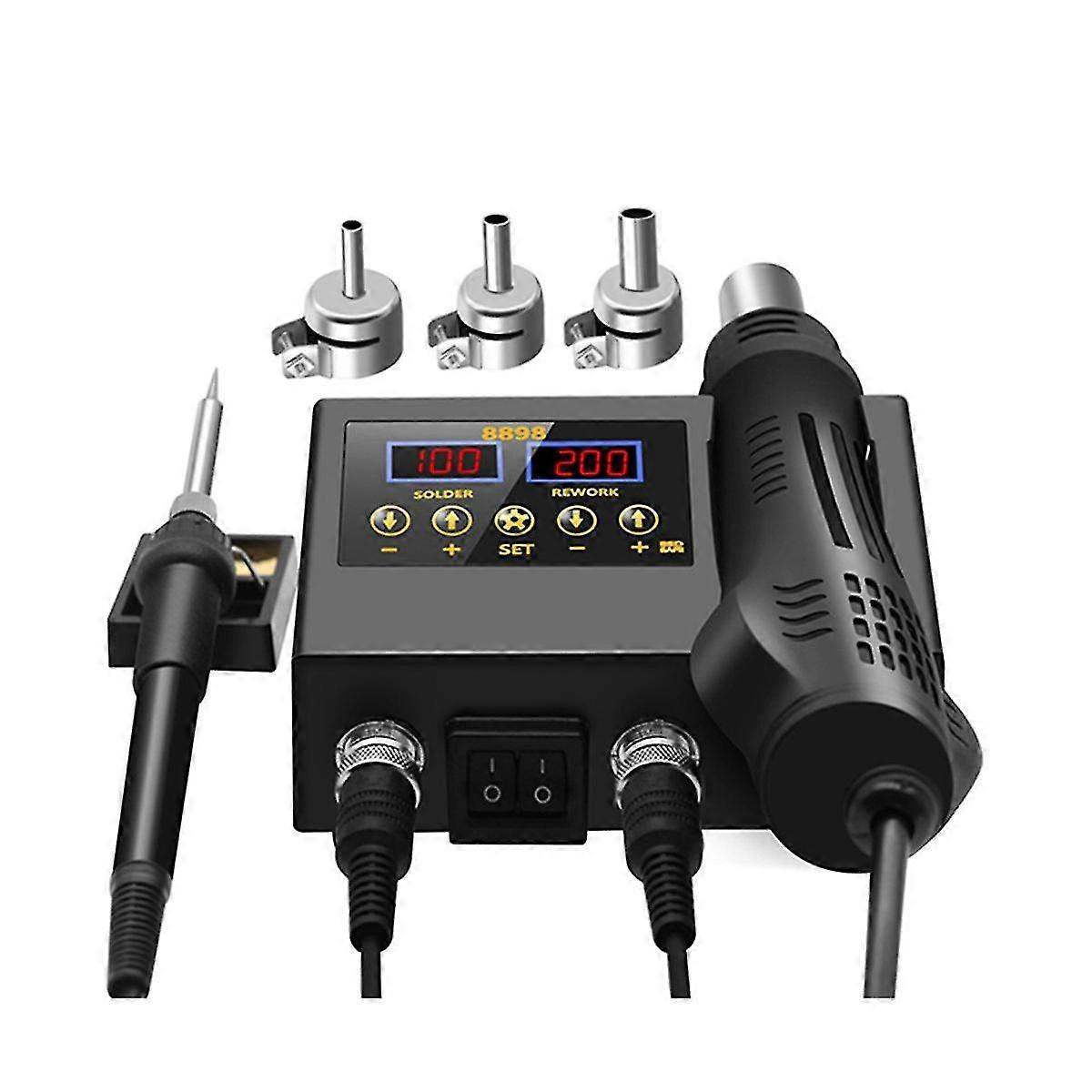 8898 Portable Smd Rework Station 2 In 1 Hot Air Soldering Iron Lcd Digital Welding Station 2 Digital Display
