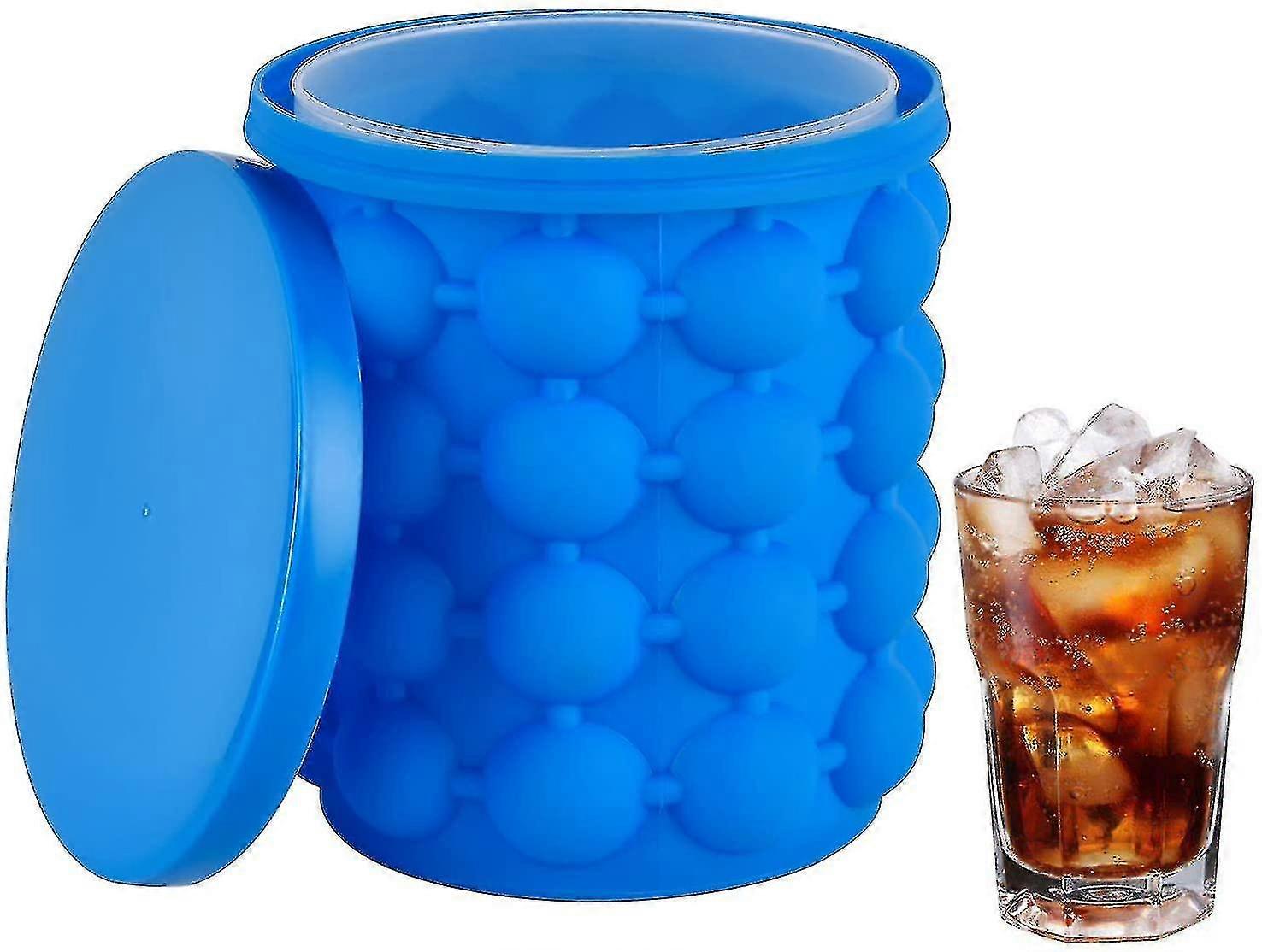 Ice Cube Tray, Silicone Ice Bucket With Lid, 2 In 1 Portable Ice Cube Maker