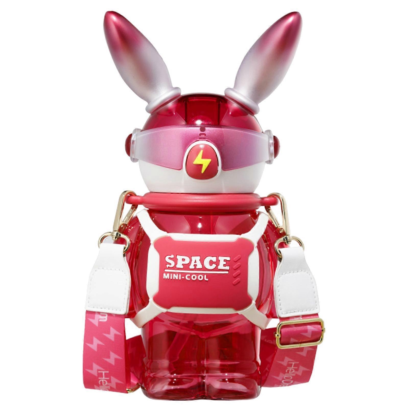 1100ml Straw Bottle High Capacity Leak-proof Transparent Creative Bunny Straw Water Bottle Daily Use KAESI