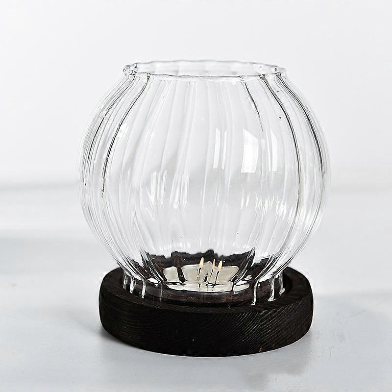 1PC Round Candle Holder Tealight Table Decoration Windproof Candlesticks Glass Transparent