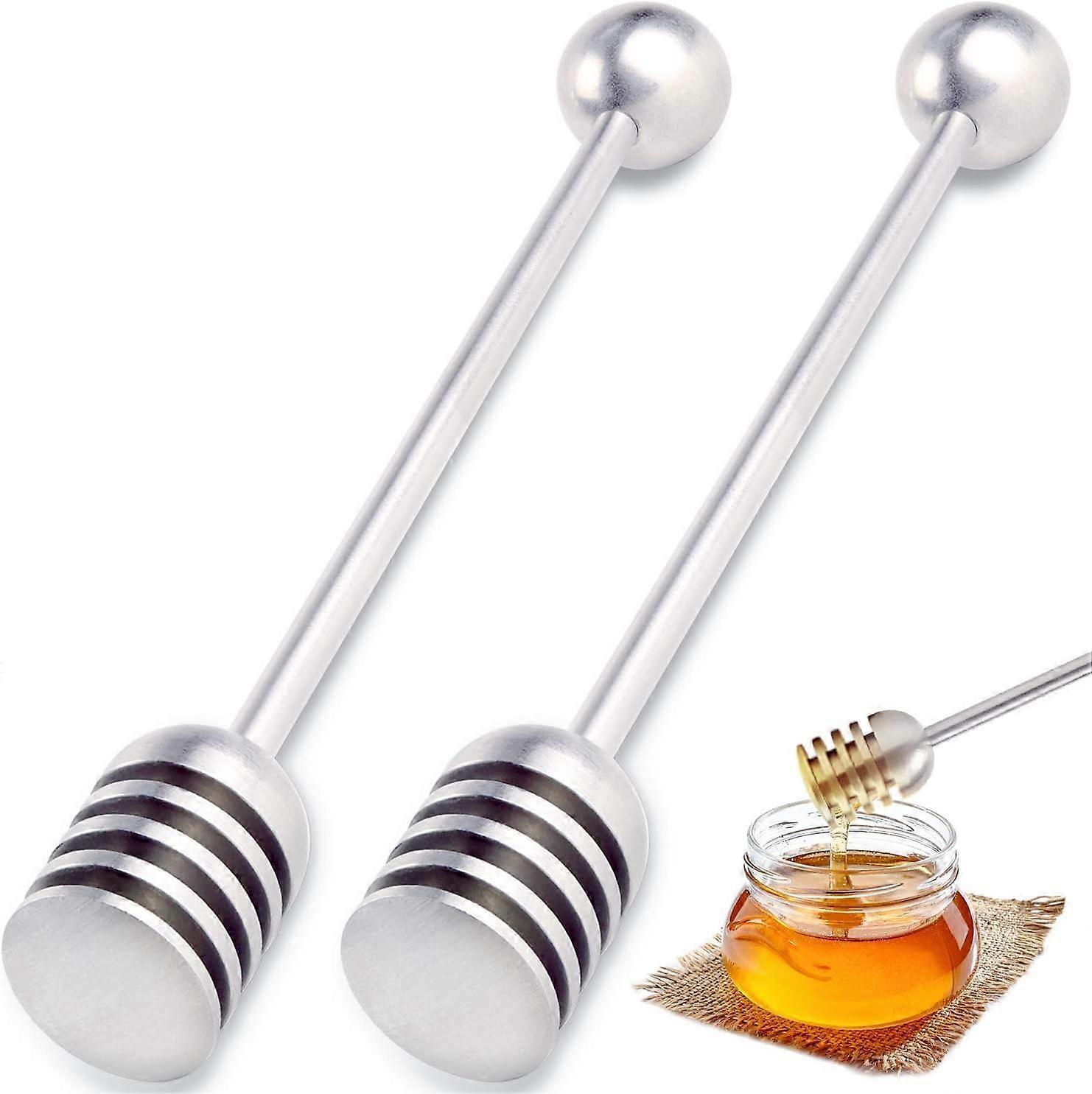 Honey and Syrup Dippers, 2pcs 6.3 Inch 304 Stainless Steel Honeycomb Stick Spoon Stirrer Server for Honey Pot Jar Containers
