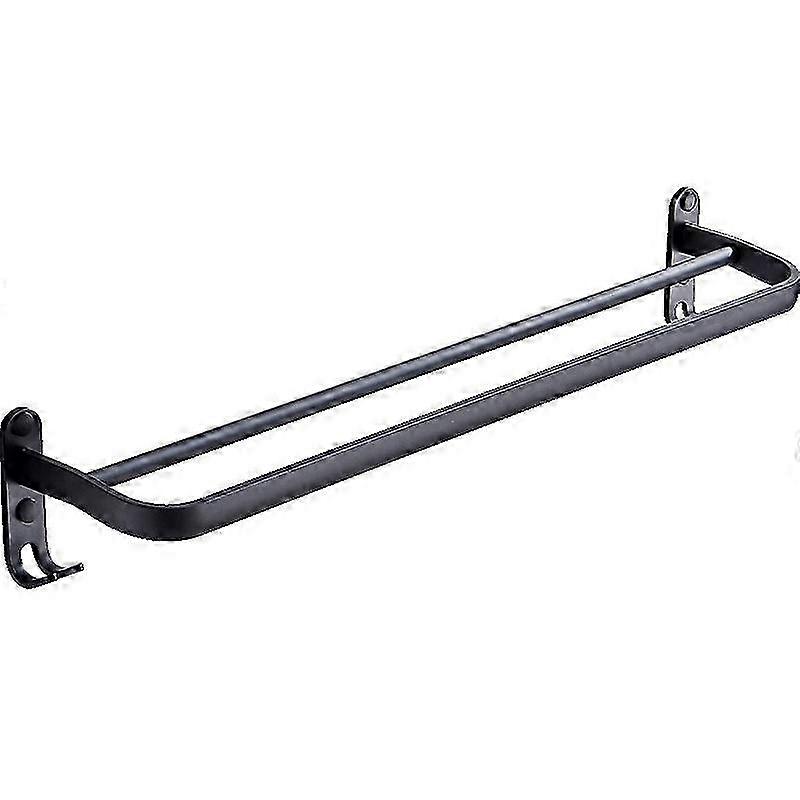 60 cm seinäkiinnitteinen musta pyyheteline alumiininen kaksoistanko pyyhetanko koukulla kotihotellin kylpyhuoneeseen s