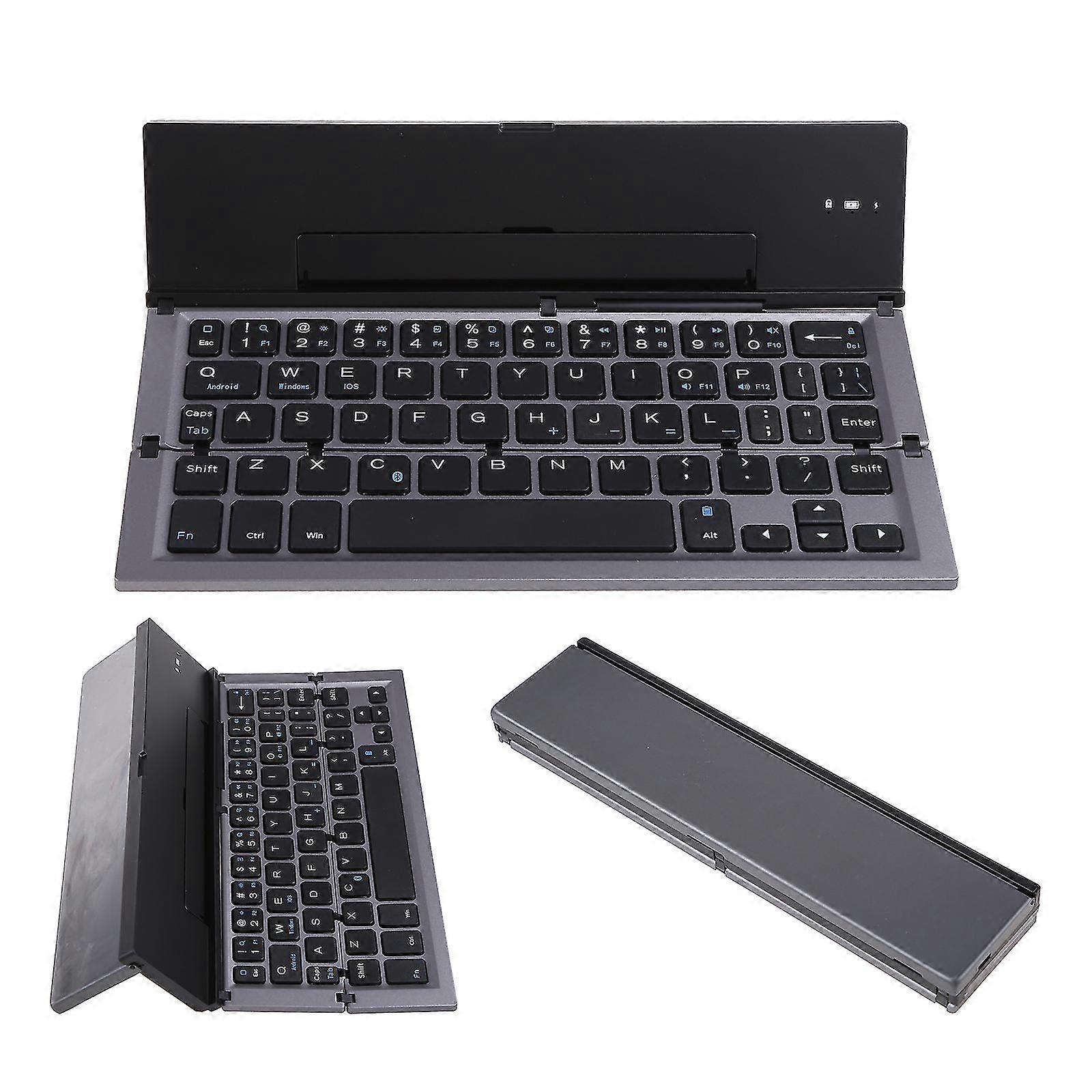 Portable Mini Wireless Bluetooth-compatible Folding Keyboard Aluminum Alloy Foldable Rechargeable Travel Office Home Keypad