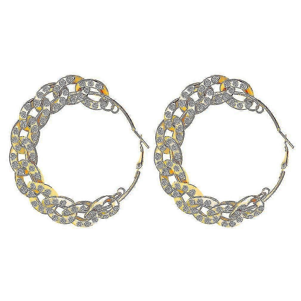 earrings Thick Chain Golden Rhinestone Alloy Jewelry For Festival