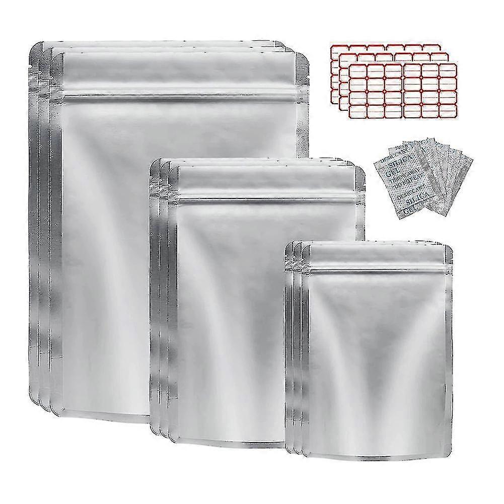 50 Pack Mylar Bag For Food Storage With Oxygen Absorber Resealable Grains Nuts