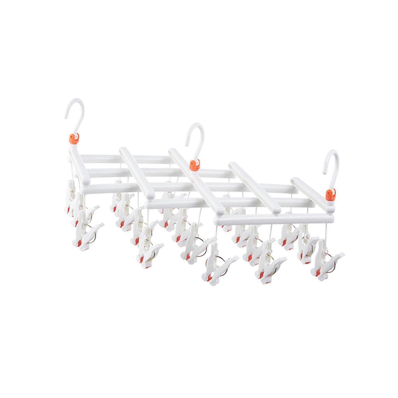 Folding Multi-head Drying Rack Socks Clip Windproof Multifunctional Telescopic Drying Rack