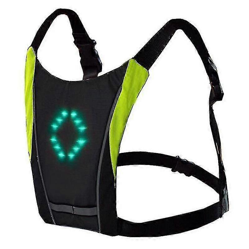 Guoguo Cycling Back Vest, Bicycle Reflective Safety Light And Rechargeable Direction Indicator With 4 Modes By Usb, Safety Gear For Cycling Running Wa