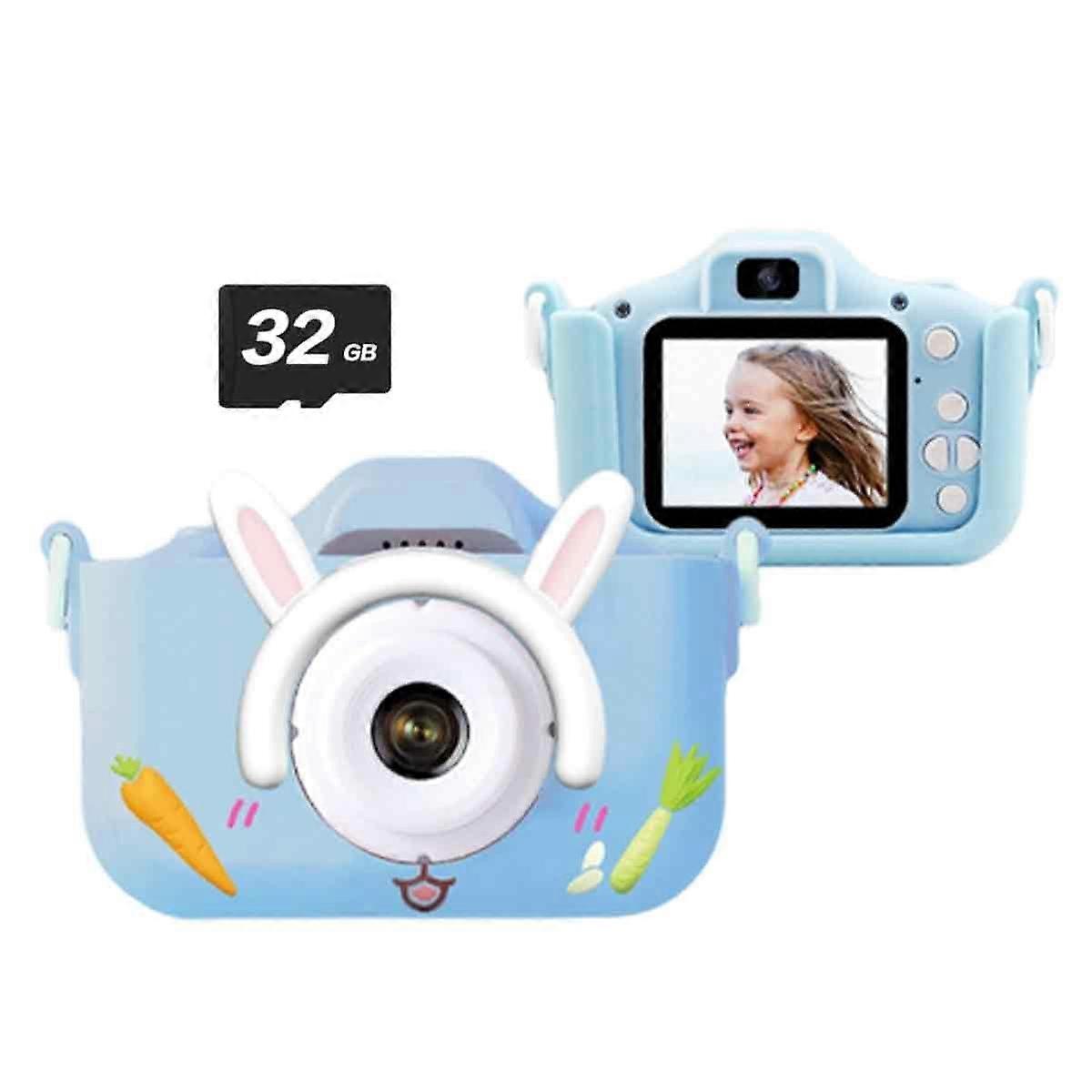 3〜8歳の女の子のためのbluerabbitKidsカメラのおもちゃ、子供のための最高のクリスマス誕生日祭の贈り物-32GSDカードが含まれています。