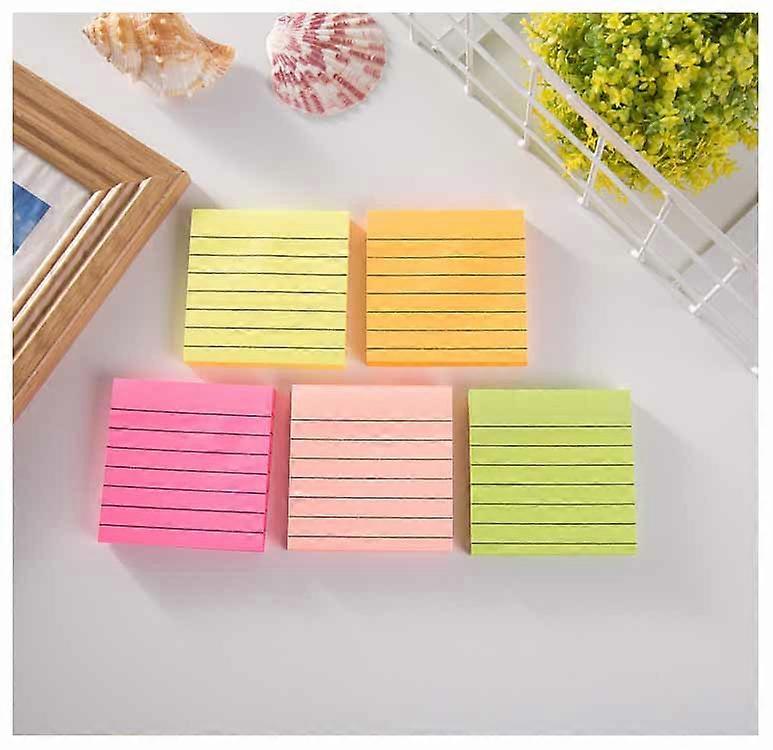 Lined Sticky Notes for Post,6 Bright Colors Self-Stick Notes, 100Sheets Per Pad, 5Pads,5 Sheets Total