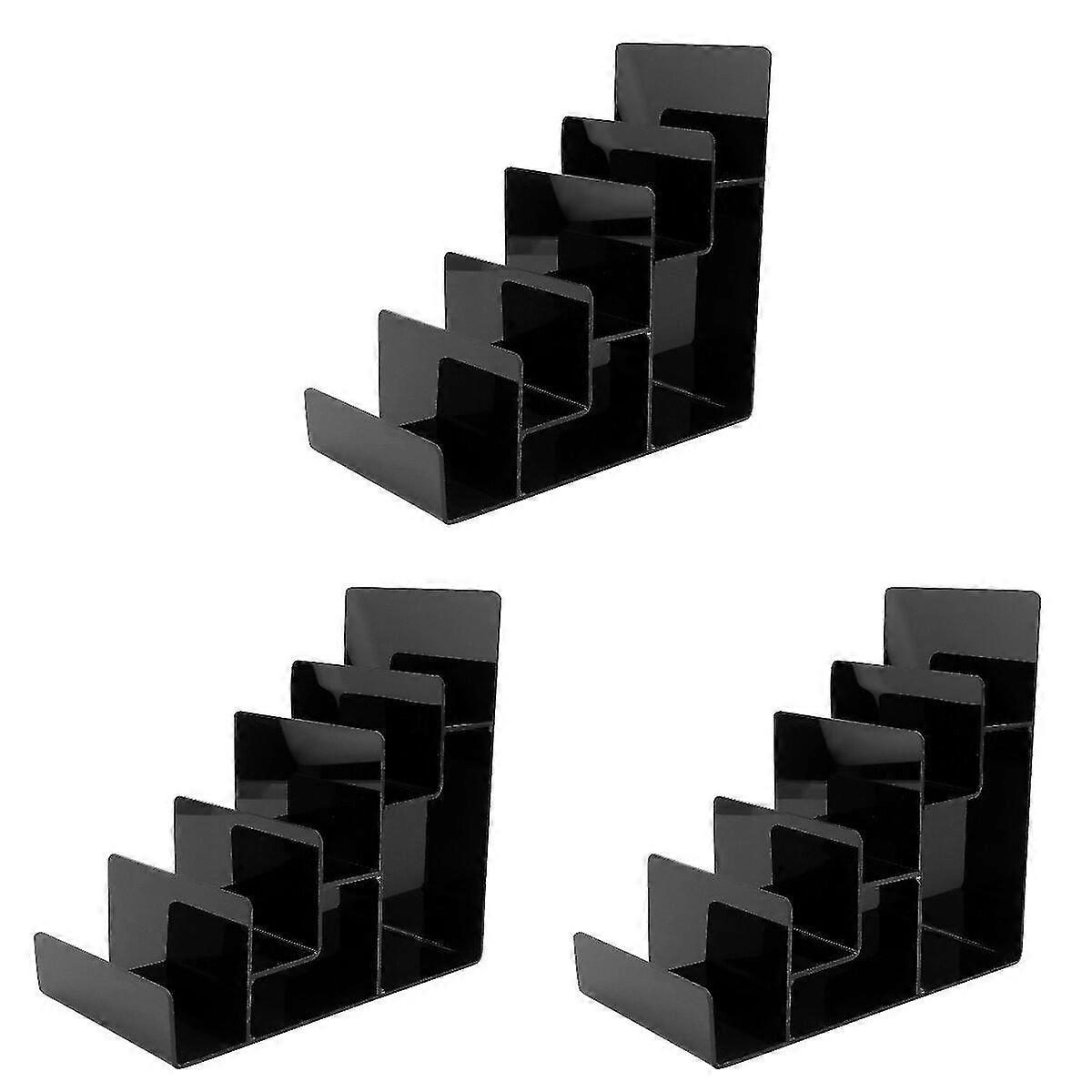 3 Pcs  Makeup Rack Wallet Organizer Pressed Powder Holder Multilayer Rack (black)