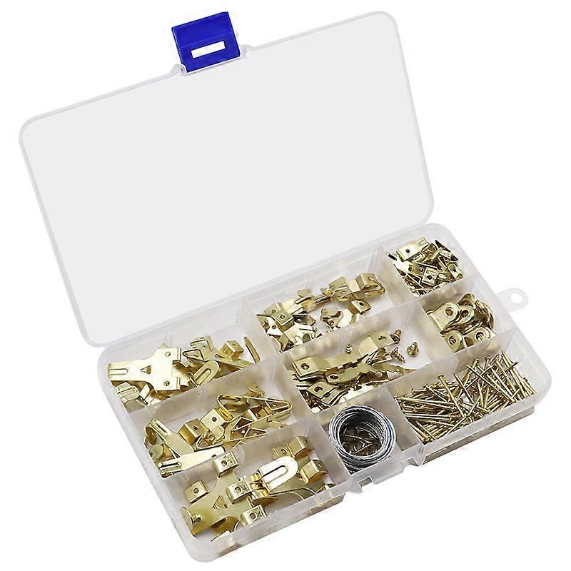 220 قطعة من الخطاف الفضي للصورة ، خطاف إطار الصورة ، خطاف إطار الصورة ، طقم تعليق الصور مع مسامير ، مسامير ، حلقة D وعين لولبية ، شماعات أسنان المنشار