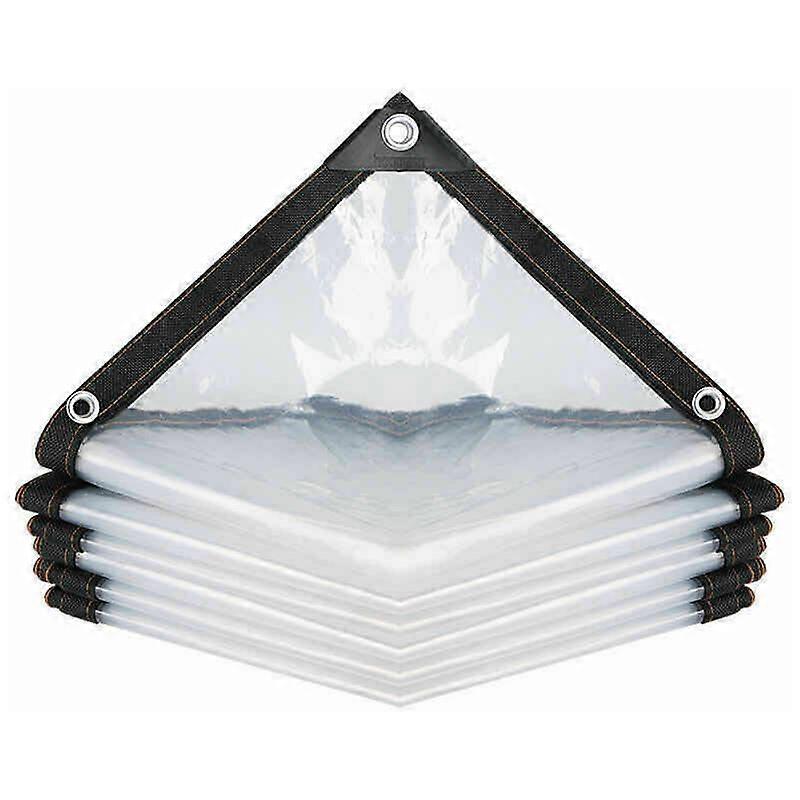 Bâche transparente imperméable avec œillets, bâche multi-usages en polyéthylène, résistante à la pluie et aux déchirures, ultra légère (couleur : transparente, taille : 200 x 200 cm)