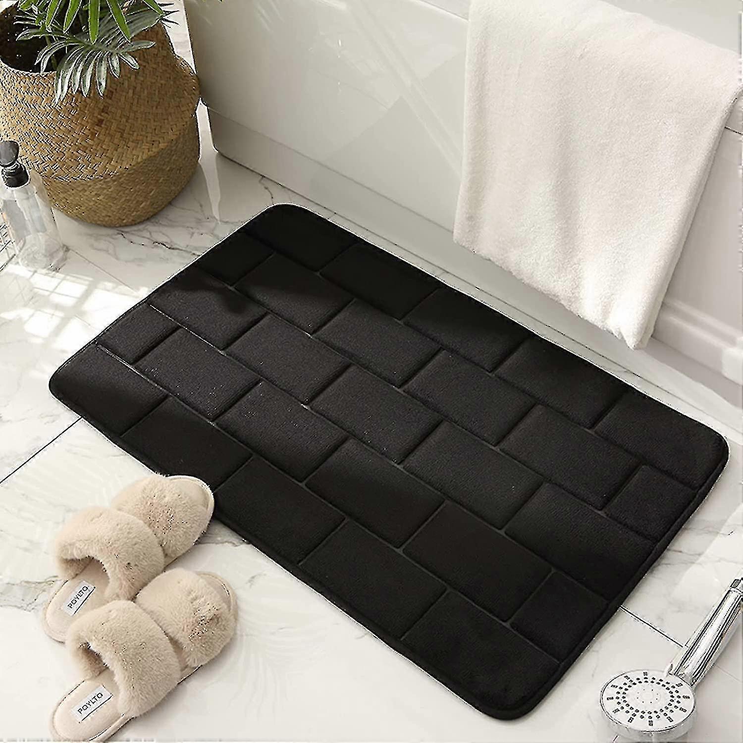 Memory Foam Badmatta Halkfri 31,5'x19,7' Svarta Badrumsmattor
