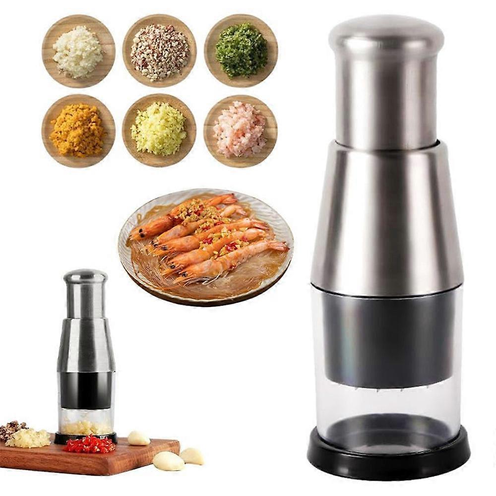Mini Dicer Food Chopper, Manual Pressed Chopper, Kitchen Crusher for Mincing Onion Peppers, Multi-Functional Garlic Press