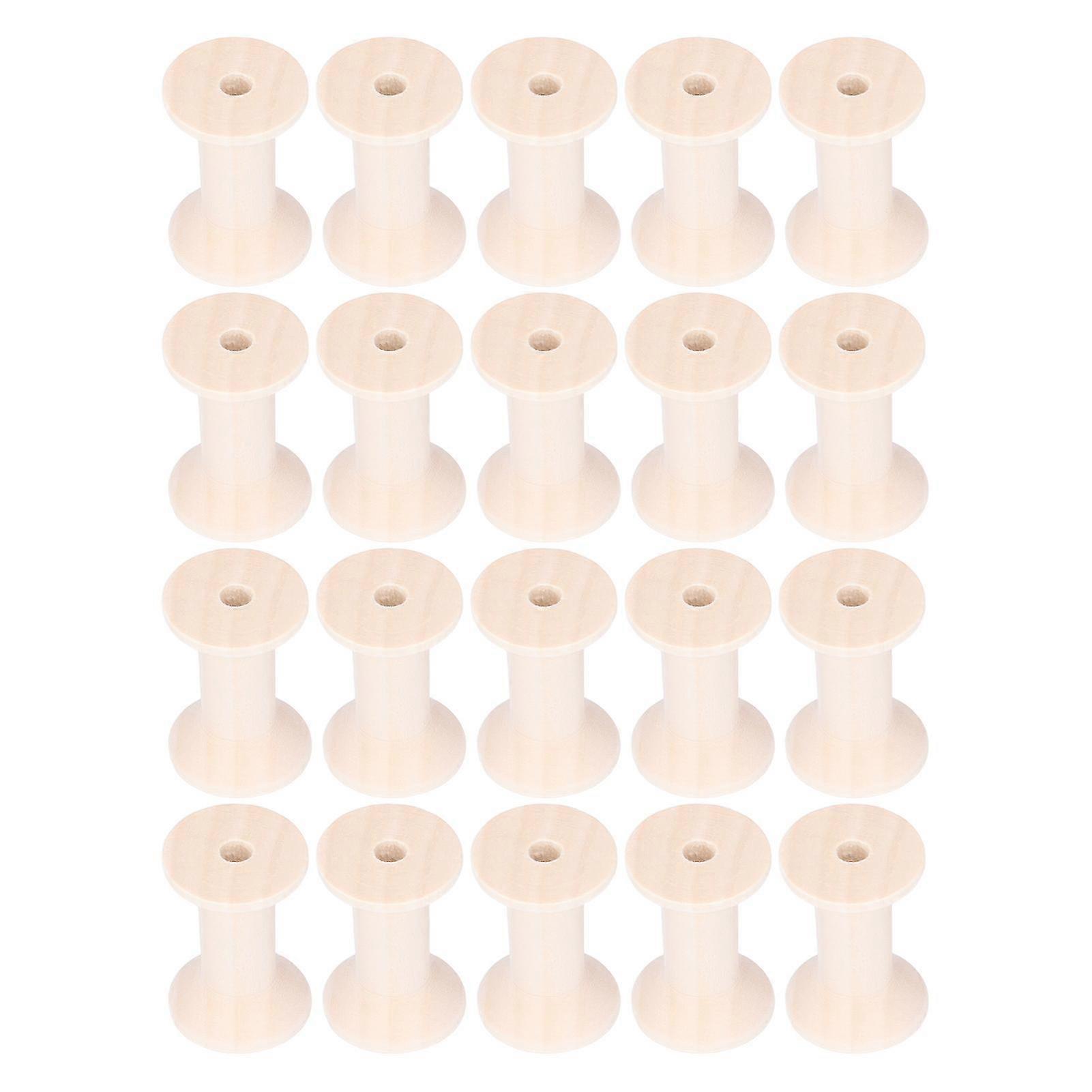 20pcs Durable Wooden Spools - Environmentally Friendly Sewing Supplies for DIY Projects