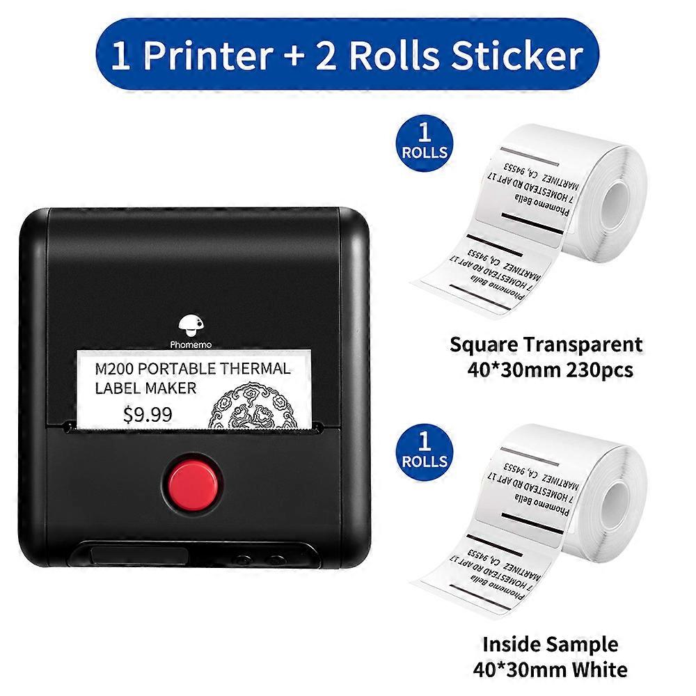 M200 Thermal Business Printer Support 20-75mm Thermal Stickers Multifunction Label Maker Compatible for IOS & Android
