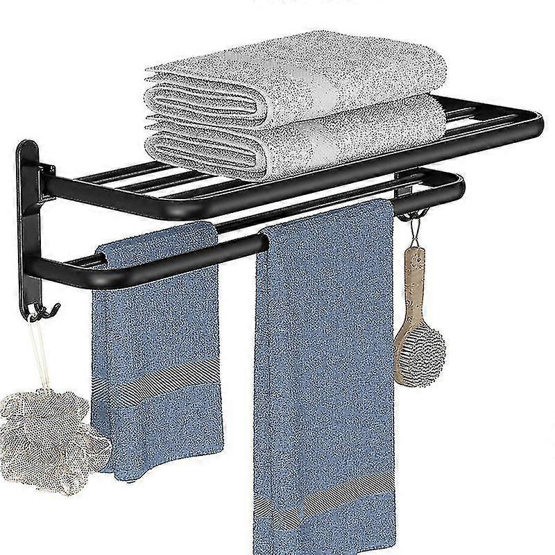 Parede de trilhos de toalha preta montada Sus304 Rack de toalha de aço inoxidável prateleiras porta toalha com barras de toalha dupla