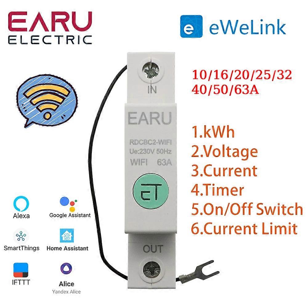 1P Din Rail WIFI Smart Energy Meter Power Consumption kWh Meter Circuit Breaker Time Timer Switch Relay Voltmeter for Smart Home
