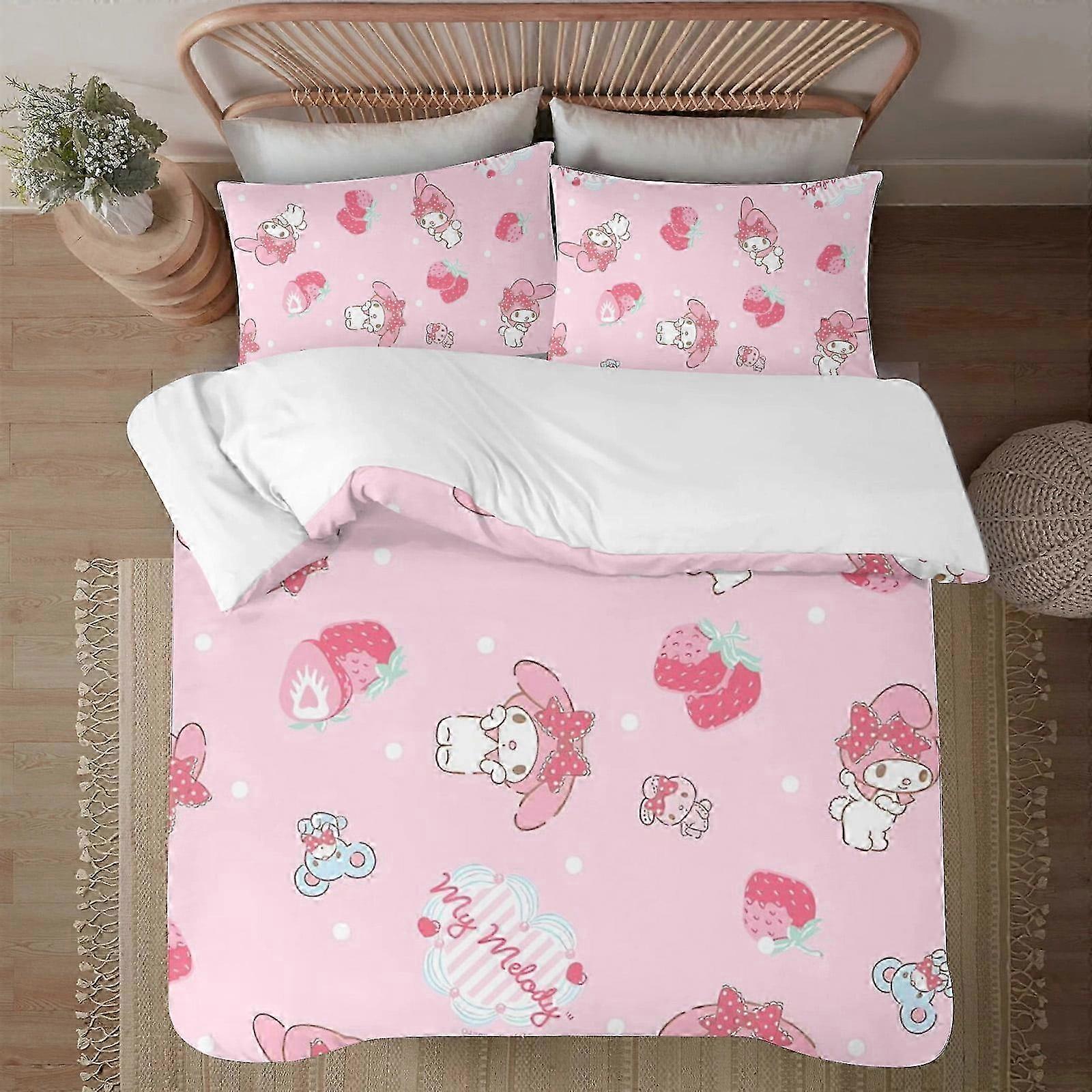 Bedding set BM My Melody Soft D Printed Duvet Cover Bedding Set with Comforter Cover Piece Set Includes Pillowcases and Cover Machine Washab