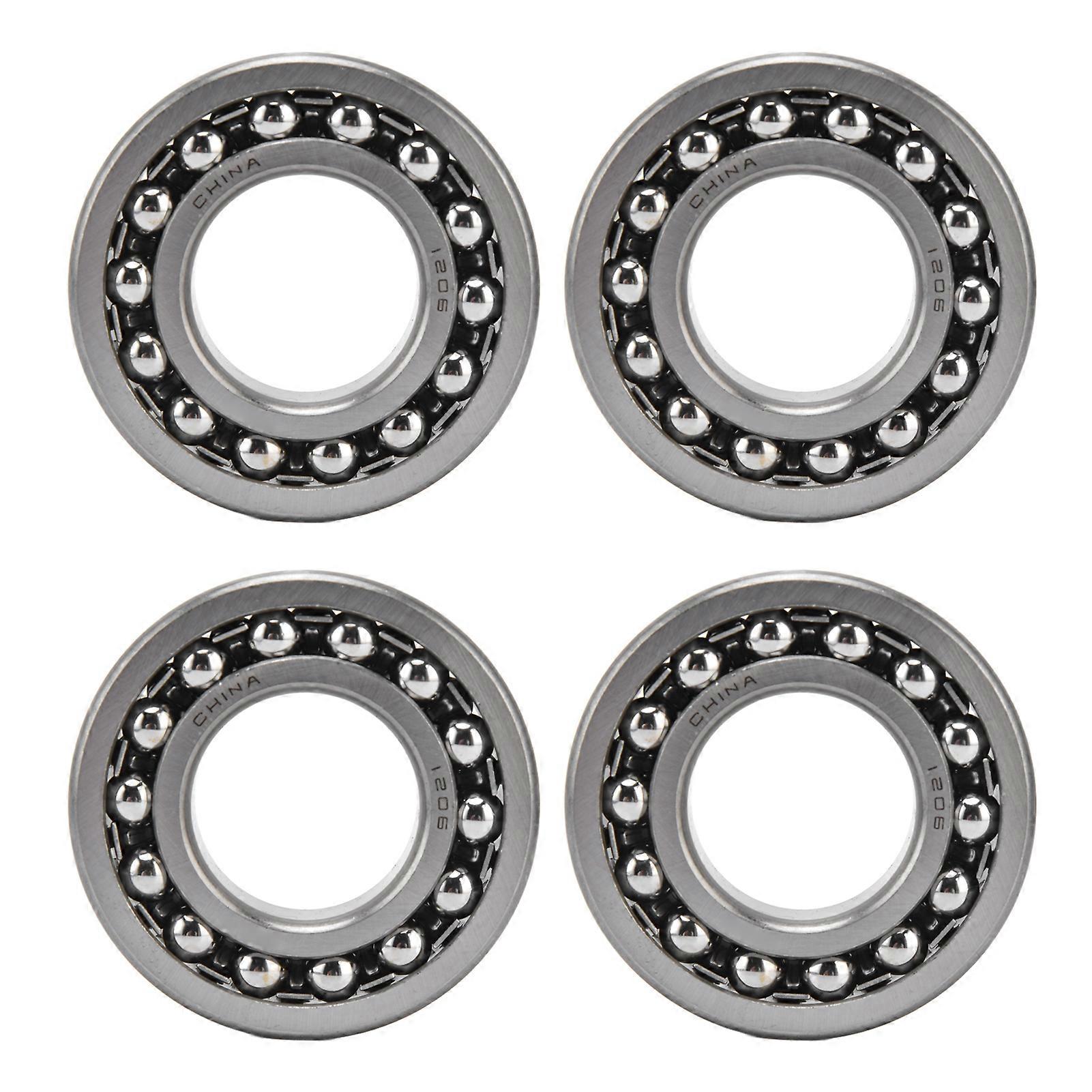 4PCS Ball Bearing Kit High Speed Rotating Low Noise Self Aligning Double Row Metal Bearings1206