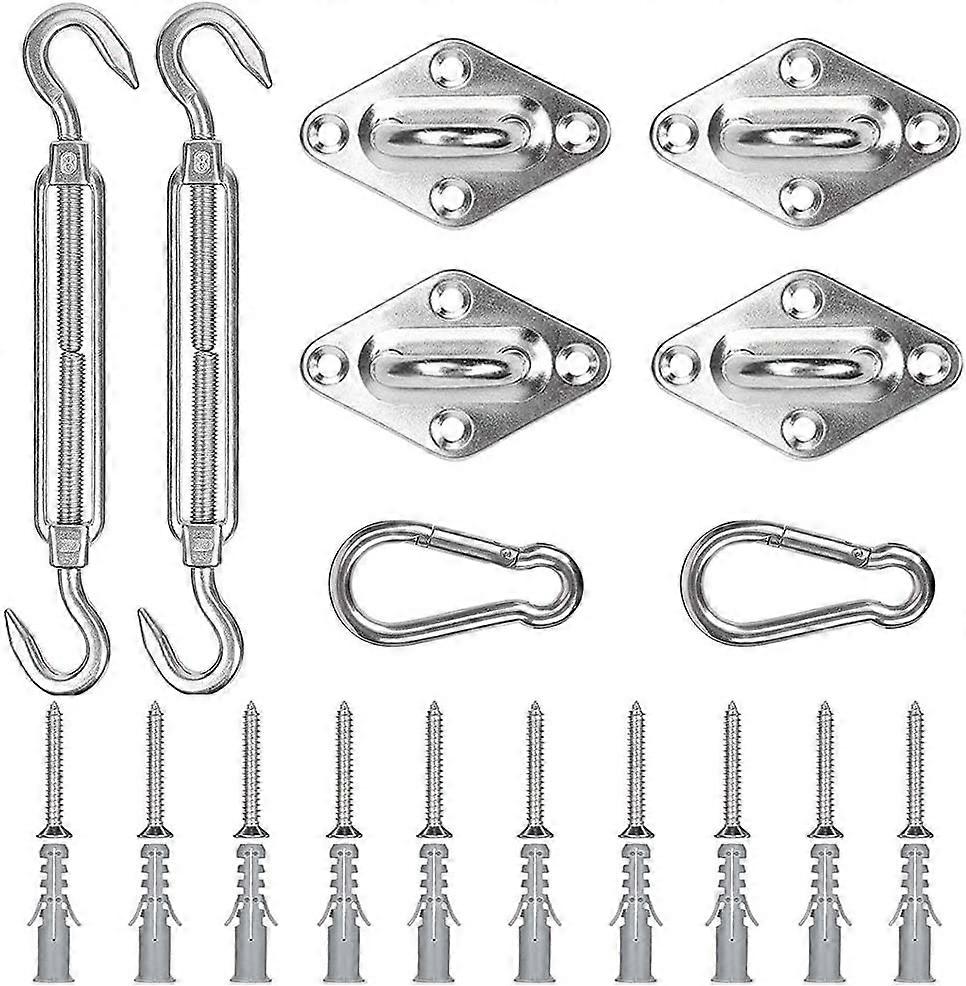 8Pcs Shade Sail Fixing Kit ,Stainless Steel  ,Hammock Hook,Spring Hooks Wire Tensioner