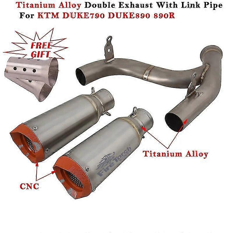 Exquisite exhaust pipeMotorcycle Exhaust Escape System Modified Titanium Alloy Double Muffler With Middle Pipe For KTM DUKE 790 890 890R 2020 - 2023
