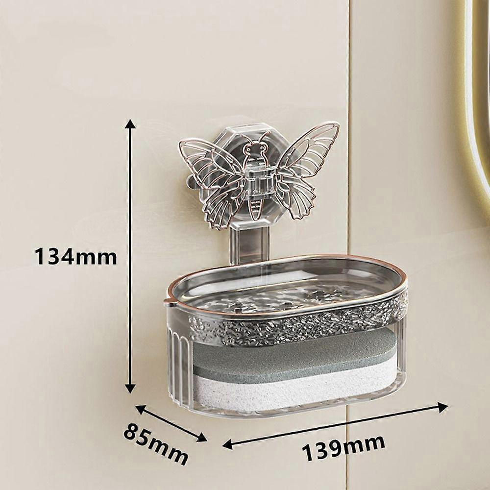 Wall Mounted Butterfly Soap Dish Abs Soap Box Multifunctional Soap Rack For Kitchen Bathroom
