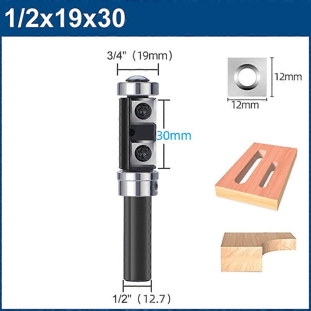 Milling Cutter 12 Shank Wood Planer Bit Flush Trim Router Bit with Carbide Insert for Woodworking Trimming Slotting Tools
