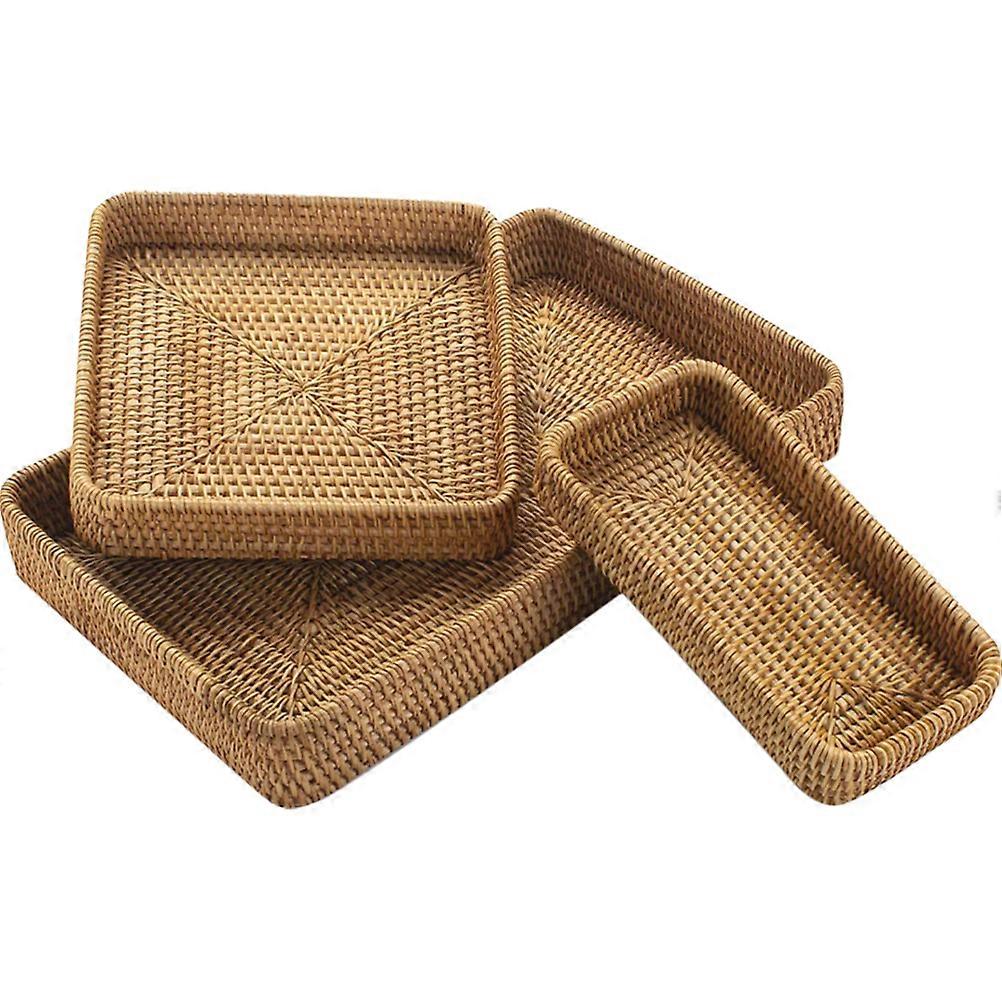 3 Stück Schreibtischauflage Teebeutelhalter Snack-Serviertablett Rattan-Eierkorb Rattan-Toilettentankkorb Weidentablett Weidenkorb Weidenkorb