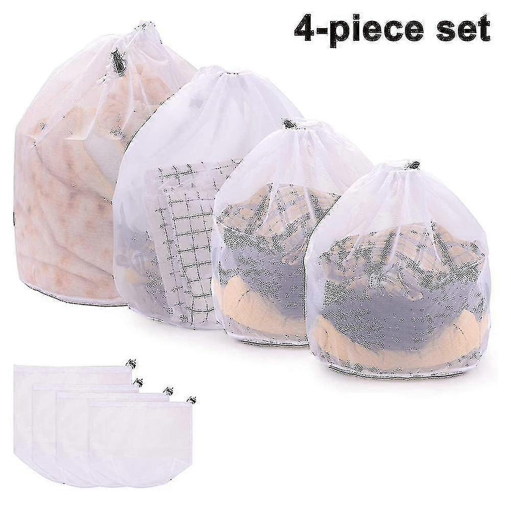 4 Pcs Clothing Laundry Liners Washing Bags With Drawstring