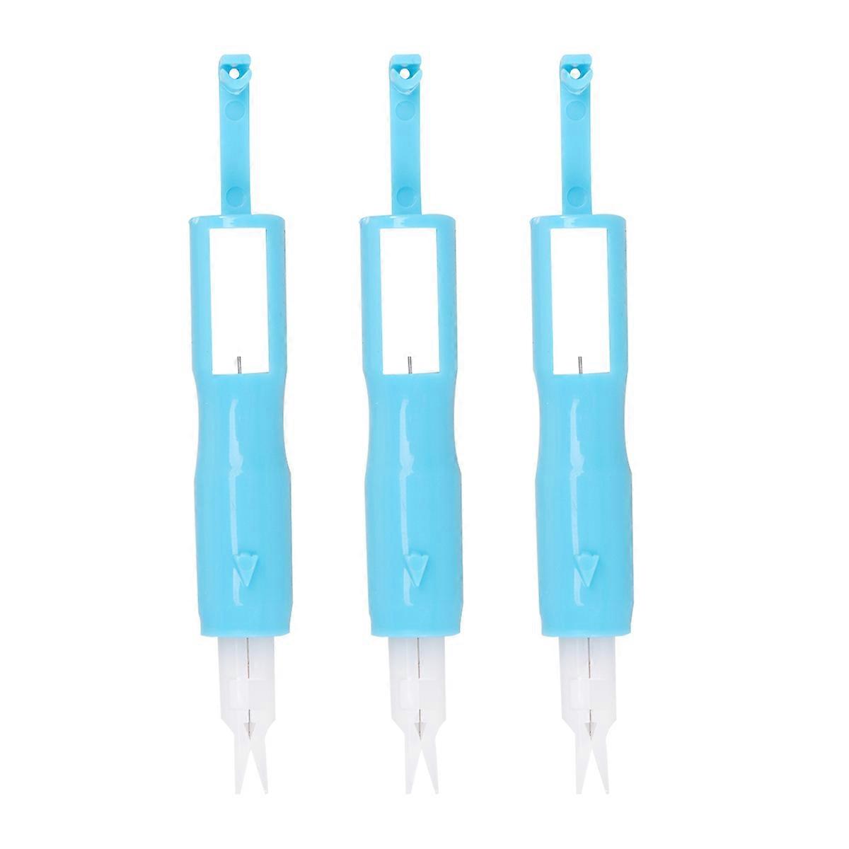 3pcs Sewing Needle Inserter Needle Threading Tool for Sewing Machine (Blue)
