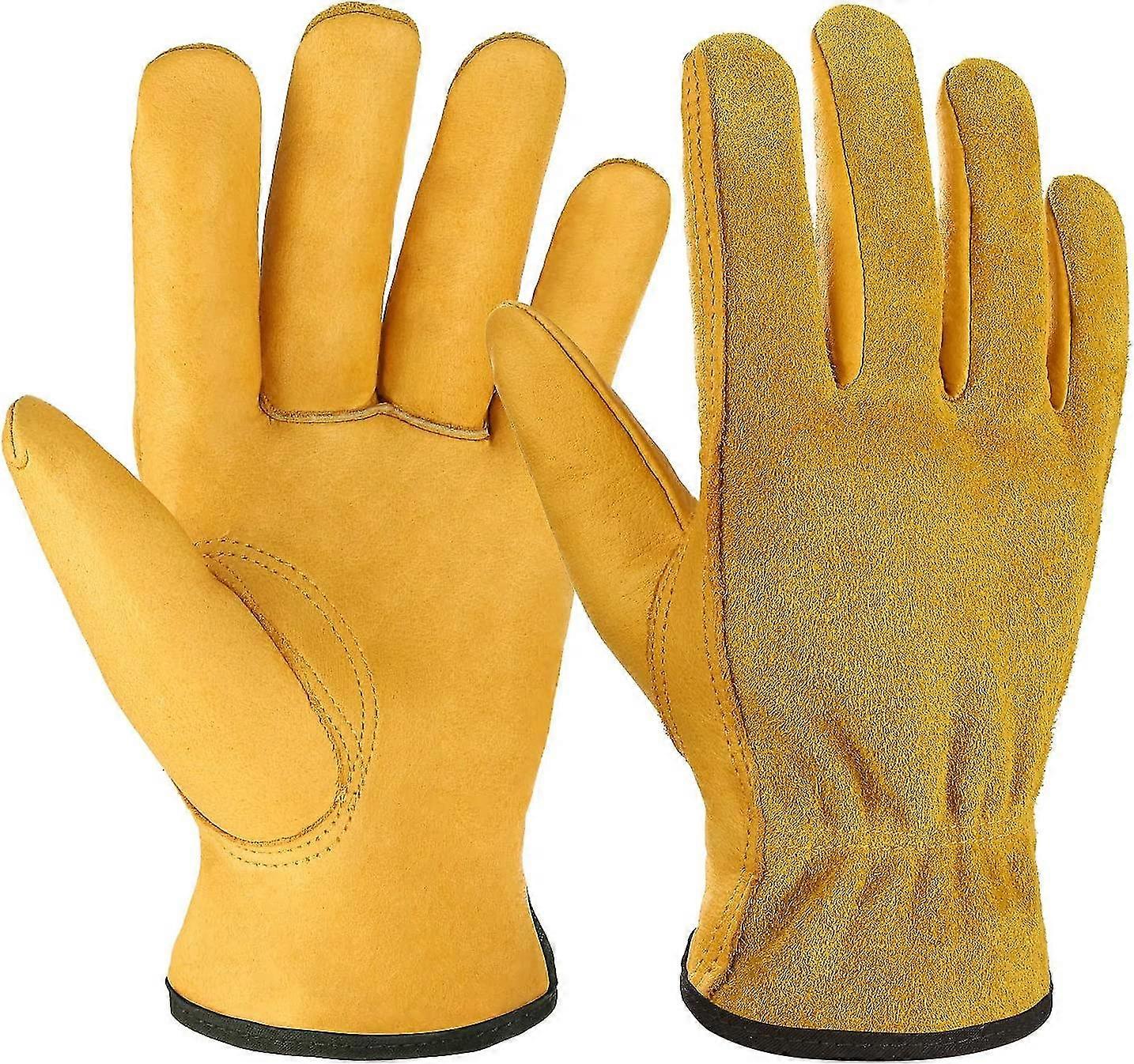 Leather work gloves Tough cowhide gardening gloves