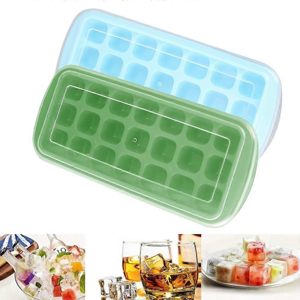 Silicone Ice Cube Trays with Lid - Flexible 21-Ice Cubes Molds Easy Release