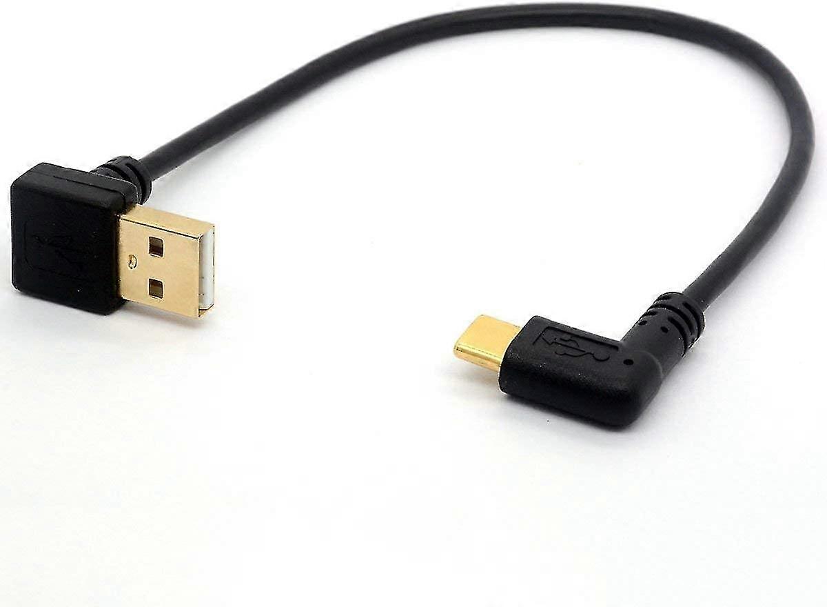 Gold Plated Usb C Cable 90 Degree Usb 2.0 To Type C Right/left Angled Male Extension Cord Data Transfer Sync Lead (90 Type C-tye A Down)
