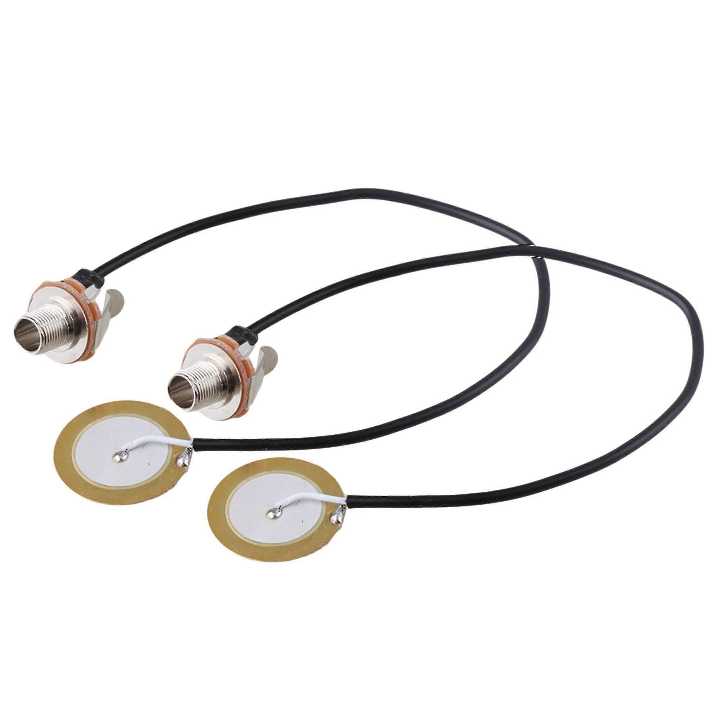 2 Pcs Piezo Transducer Guitar Microph Pickup 6.35mm Mic