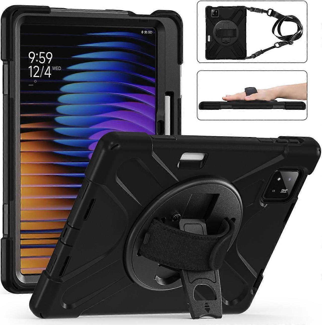 Case for Xiaomi Mi Pad 7 / Mi Pad 7 Pro 11.2 inch Released 2024, Shockproof Cover with 360 Rotate Stand Hand Strap Shoulder Strap Pencil Holder Prote