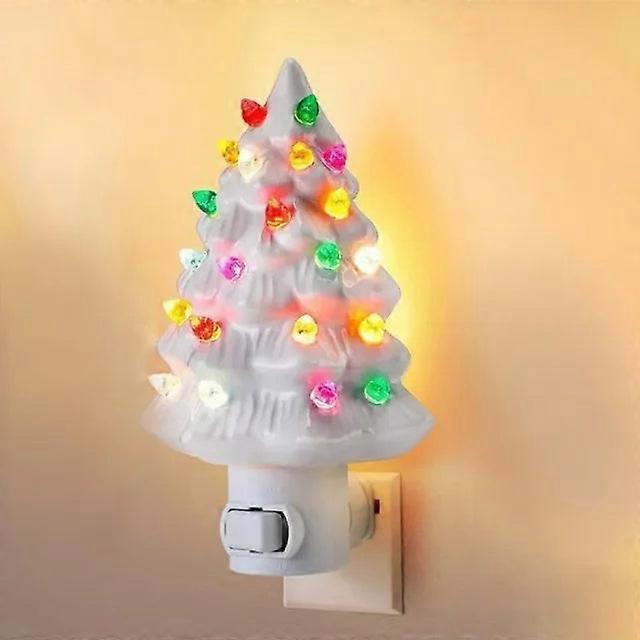 Mini Bedside Lamp Resinous Christmas Tree Night Light Two Colours Ceramic