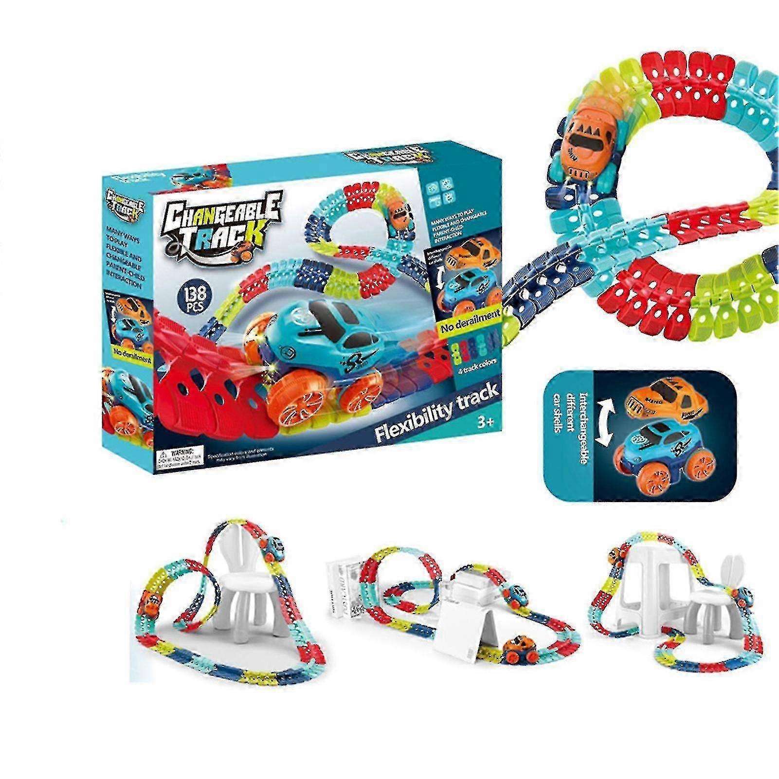 Changeable Track With Led Lighting Race Car Flexible Rail Electric Car Set