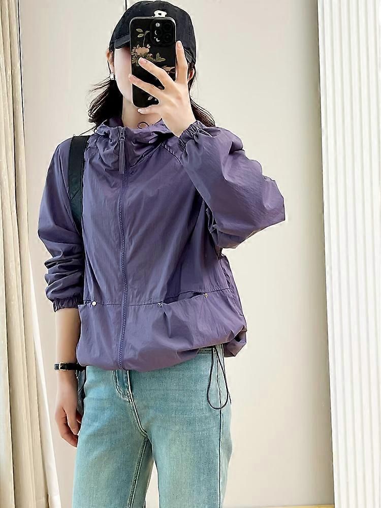 New in Outerwears Versatile Simple Women's Jacket Reversible Drawstring Outdoor Sports Punching Jacket Thin Zipper Casual Coat