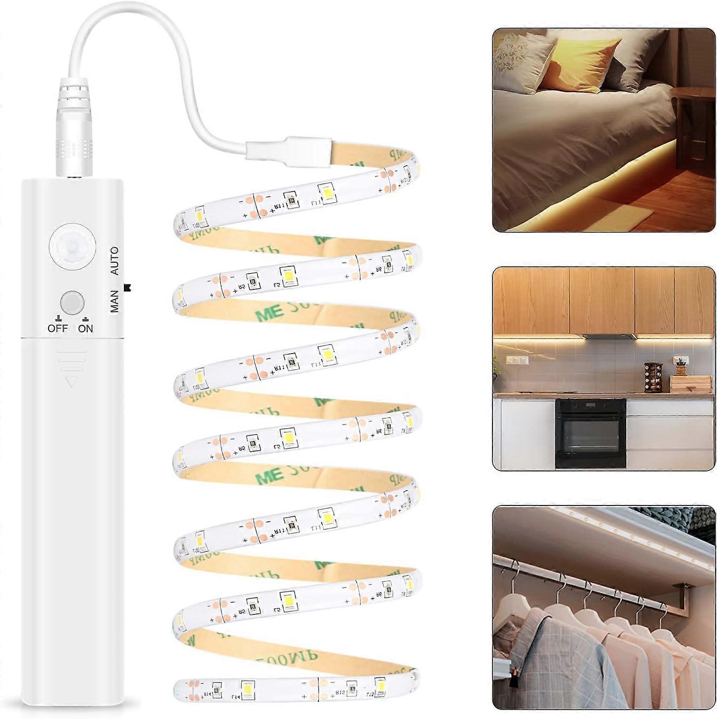 LED light strip with motion sensor, 3500K warm white light strip, suitable for children's room, bedroom, kitchen, direction light