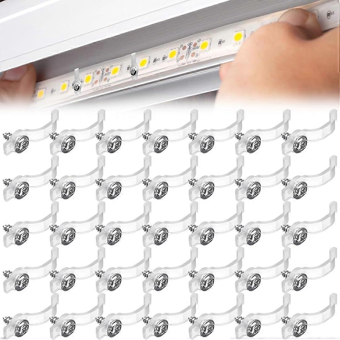 50pcs Transparent LED Strip Mounting Clip LED Strip Mounting Clip, with 50 Screws, Silicone LED Strip Mounting Clip LED Strip Mounting Bracket (10mm)