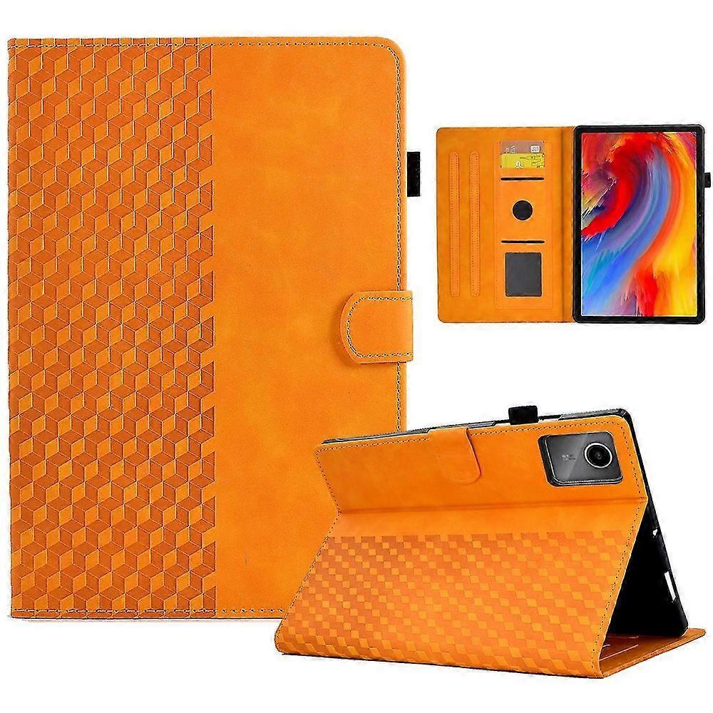 For Lenovo Tab M11/ Xiaoxin Pad 11 2024 Case Block Pattern Imprinted Auto Wake/ Sleep Tablet Cover