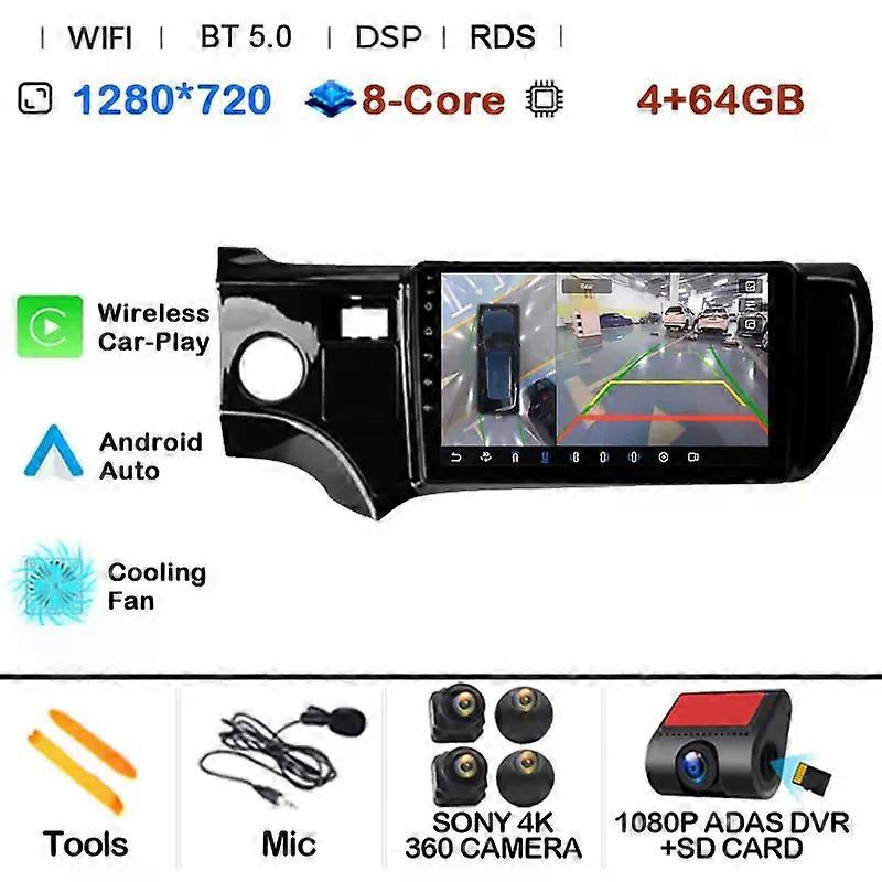 Android 14 For Toyota Aqua 2011 - 2017 Gps Navigation Screen Rhd Car Radio Multimedia Player Accessories Wifi Wireless Carplay