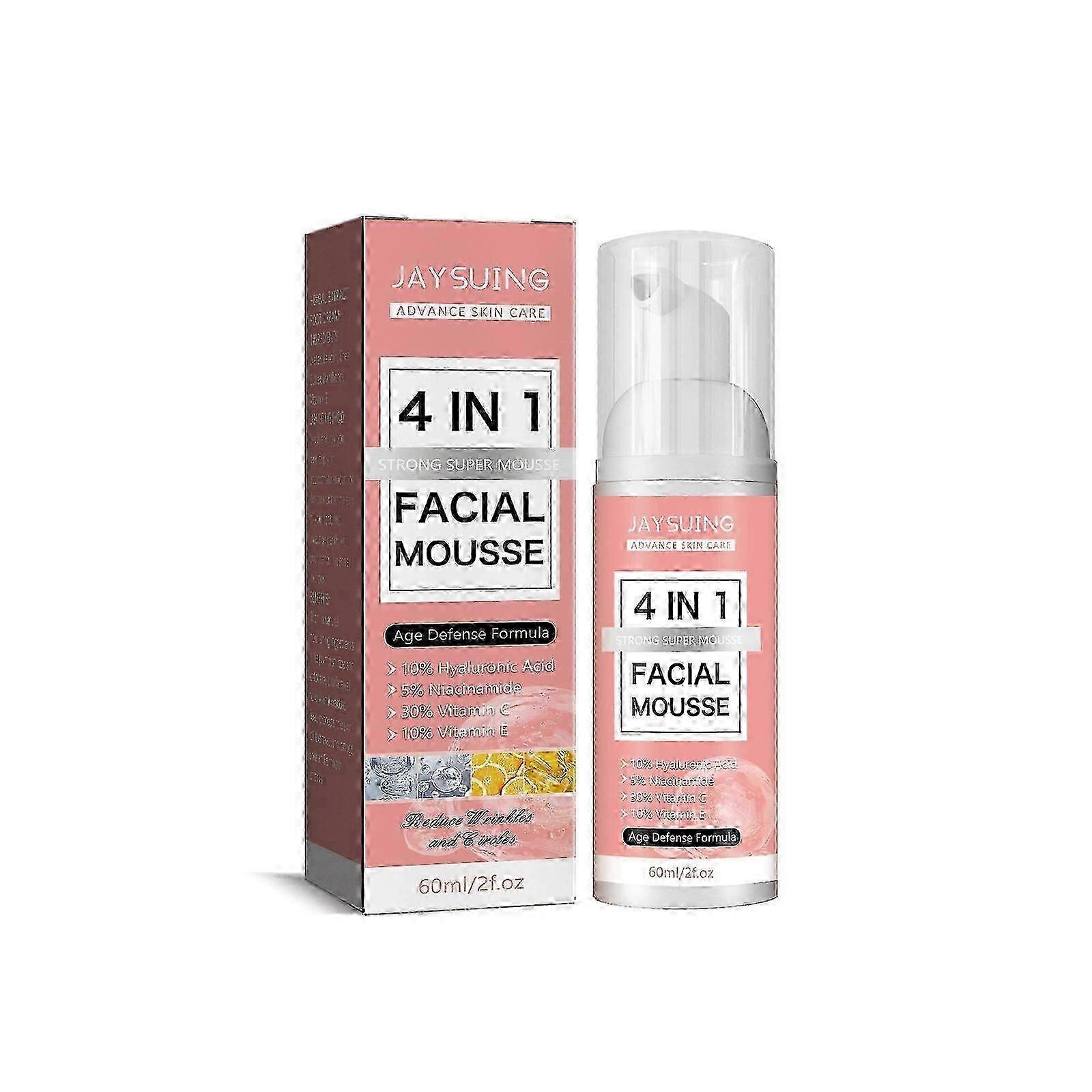 Jaysuing 4-In-1 Cleansing Mousse Facial Gentle Deep Cleansing Skin A Variety Of Skin Types Moisturizing Facial Cleanser - 60Ml