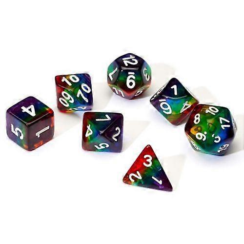 Rainbow Translucent Poly Dice Set