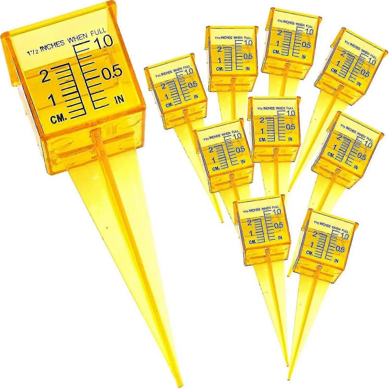 Lot de 10 pluviomètres/arroseurs de 1,5 po, large ouverture, jaune vif, outil de mesure de l'eau pour l'extérieur Lh-1 - XC