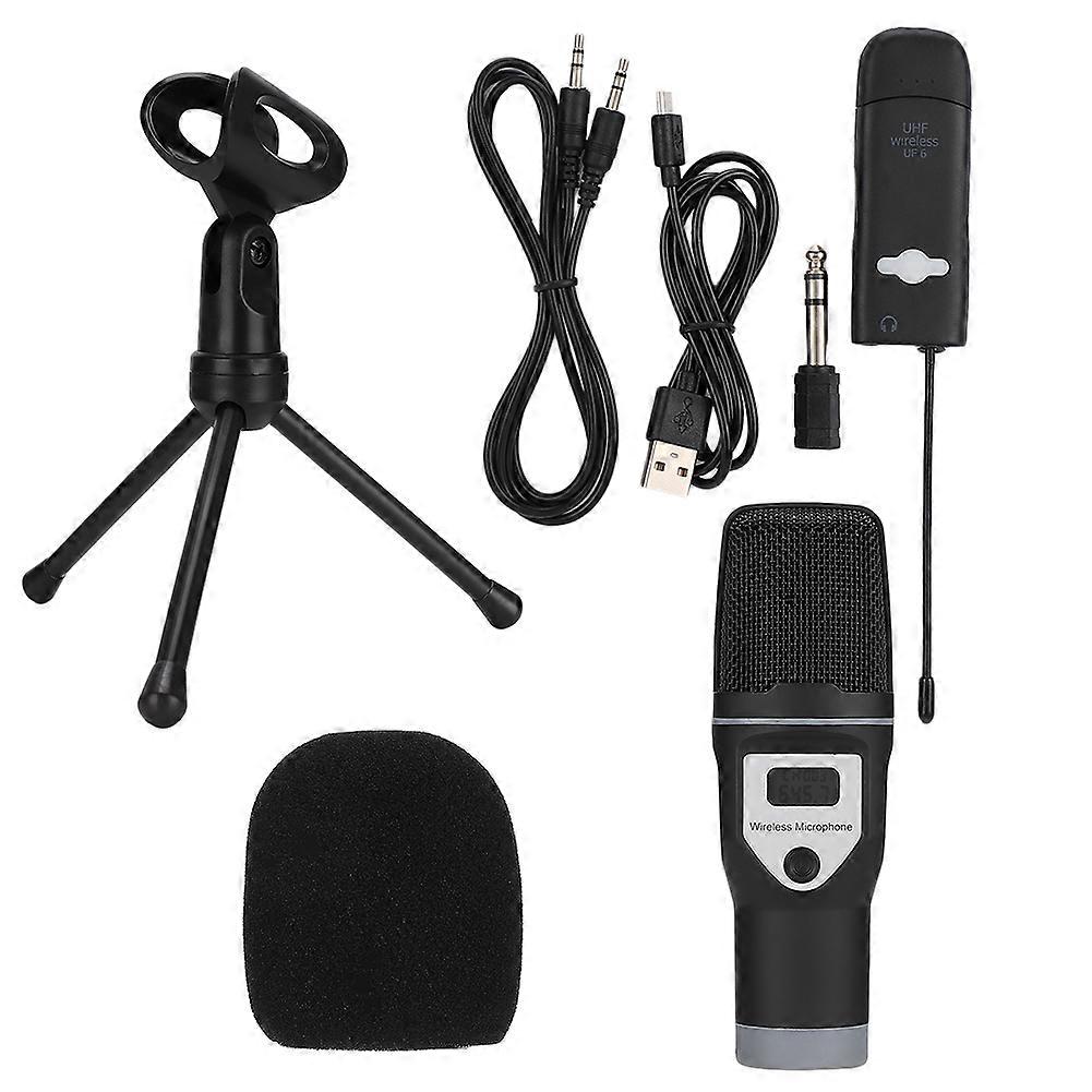 UF-6 USB Wireless LED Condenser Karaoke Microphone with Foldable Tripod