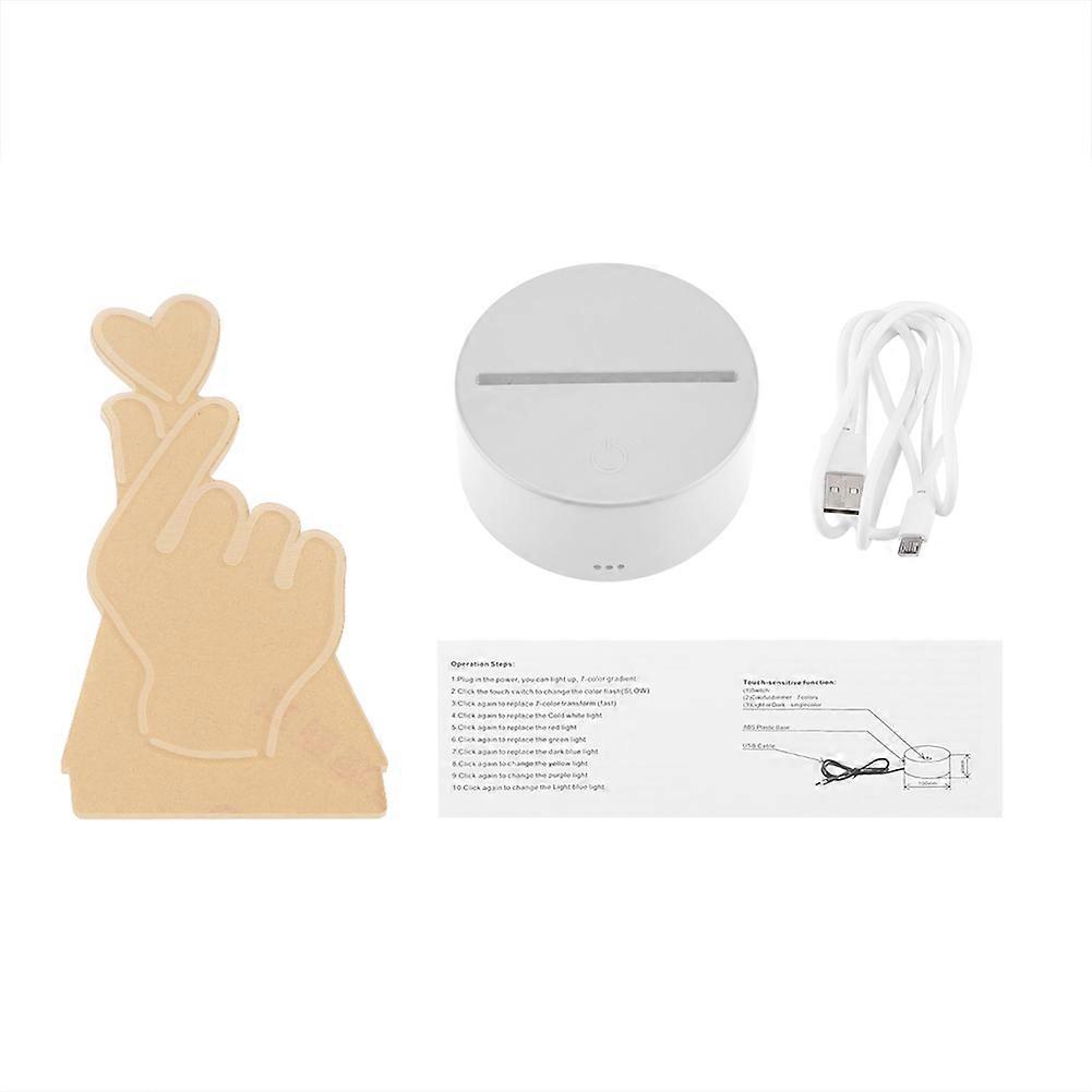 4.5V USB 3D Illusion Visual Night Lamp 7 Colors Touch Desk Table Light(White Base)